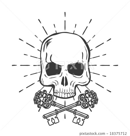 Skull with crossed keys isolated on white 18375712