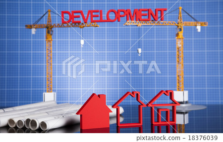 House model with Construction site and crane House model with Construction site and crane 18376039