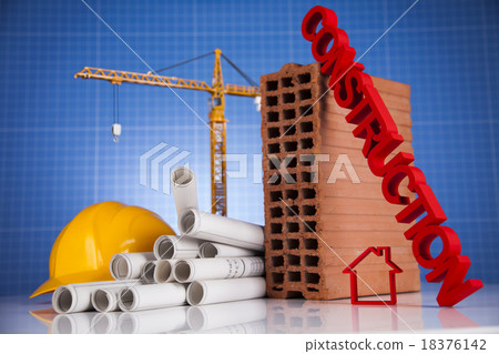 Architectural with Construction site and crane Architectural with Construction site and crane 18376142