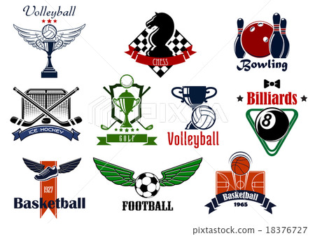 Sports club or team emblems and icons 18376727