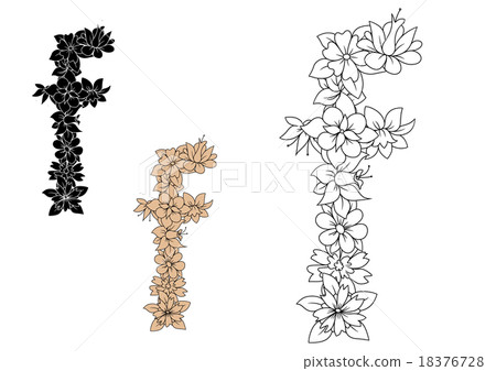 Lowercase letter f adorned by flowers 18376728