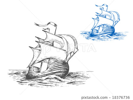 Medieval tall ship under sails Medieval tall ship under sails 18376736