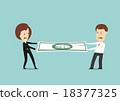 Businessman and business woman fights for money 18377325