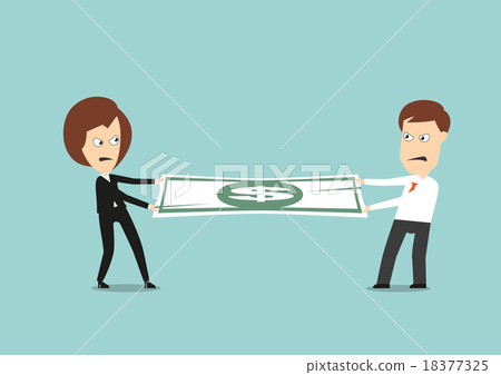 Businessman and business woman fights for money Businessman and business woman fights for money 18377325