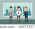 Businessmen shaking hands in modern office 18377357
