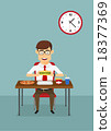 Businessman eating fast food in office cafeteria 18377369