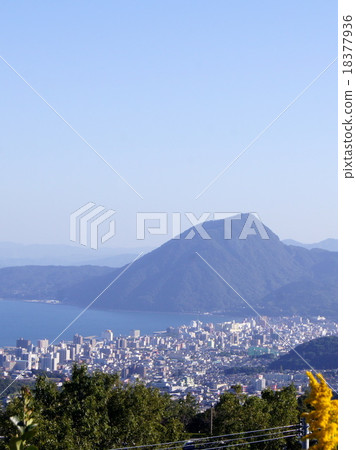 Beppu Bay from Oita Expressway Beppu Bay SA: Takasakiyama overlooking Beppu Bay from Oita Expressway Beppu Bay SA: Takasakiyama overlooking 18377936