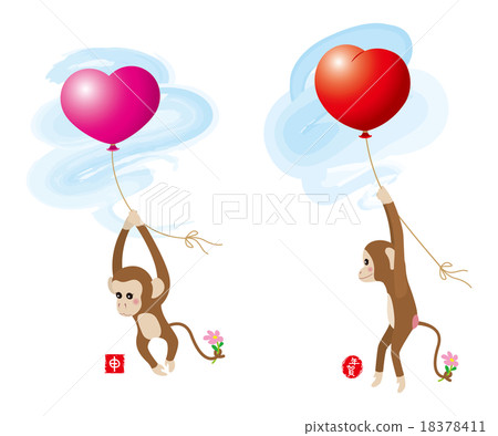 Saru's illustration / New Year's card material 18378411