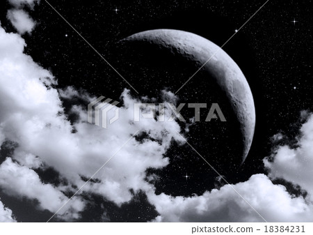The moon in the night sky in clouds 18384231