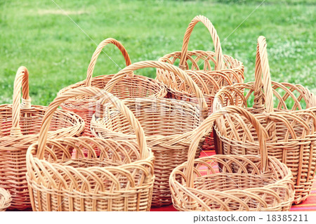 Plenty straw basket taken closeup. 18385211