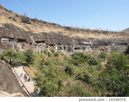 The whole view of the World Heritage "Ajanta Caves" (India) 18386076