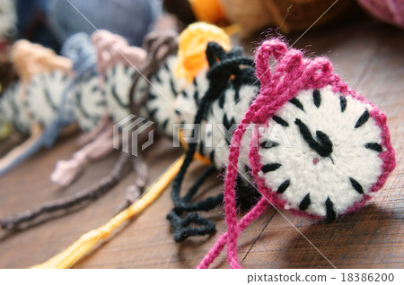 knitted clock, colorful watch, handmade hobby 18386200