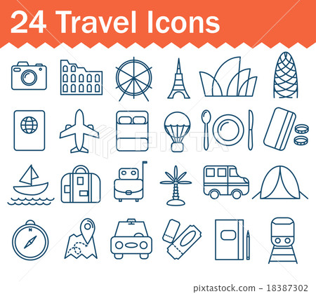 Thin line travel icons set. Outline icon. 18387302