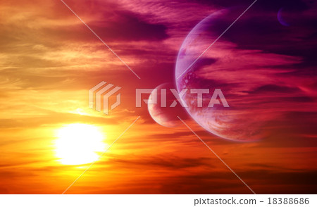 Beautiful sunset, cloud and planets Beautiful sunset, cloud and planets 18388686