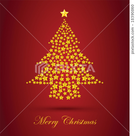 Gold Christmas Tree With Red Background Gold Christmas Tree With Red Background 18390860