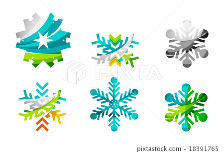 Set of abstract colorful snowflake logo icons Set of abstract colorful snowflake logo icons 18391765