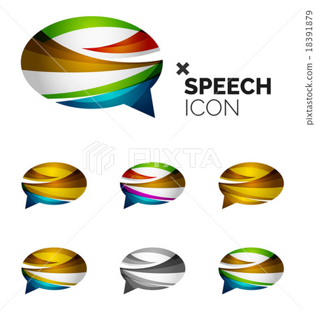 Set of abstract speech bubble and cloud icons 18391879