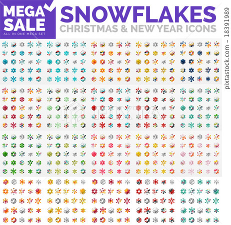 Mega collection of simple round snowflakes-插圖素材 [18391989] - PIXTA圖庫