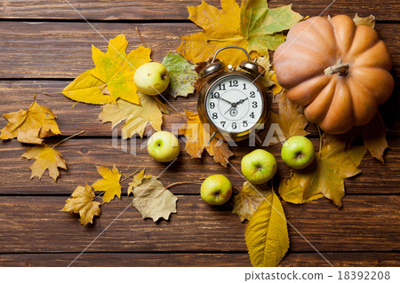 Aalrm clock and pumpkin Aalrm clock and pumpkin 18392208