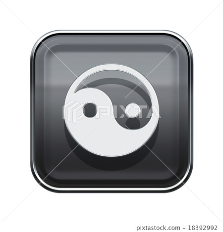 yin yang symbol icon grey, isolated on white  18392992