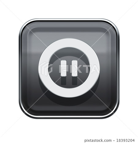 Pause icon glossy grey, isolated on white Pause icon glossy grey, isolated on white 18393204
