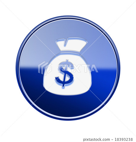 dollar icon glossy blue, isolated on white  18393238