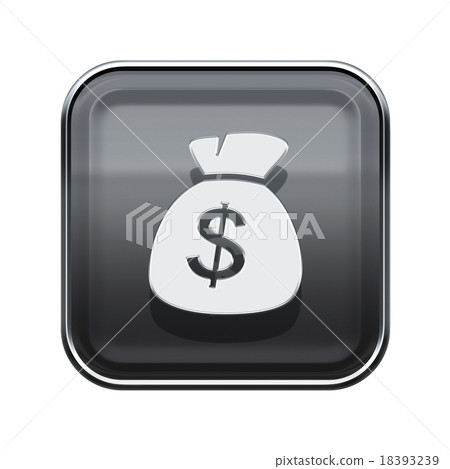dollar icon glossy grey, isolated on white  18393239