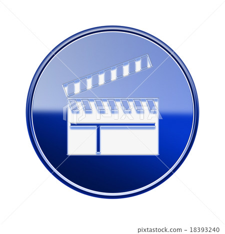 movie clapper board icon blue, isolated on white  18393240