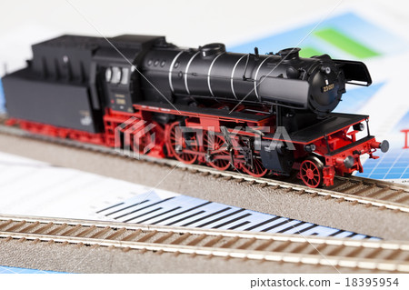 Old locomotive closeup, bright colorful toy theme Old locomotive closeup, bright colorful toy theme 18395954