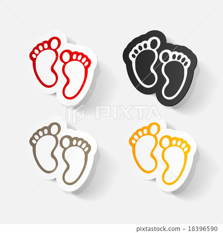 Paper clipped sticker: Footprint symbol Paper clipped sticker: Footprint symbol 18396590