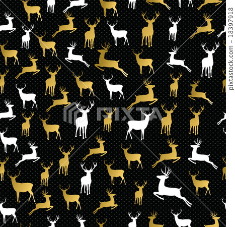 Merry christmas gold reindeer seamless pattern - Stock Illustration ...