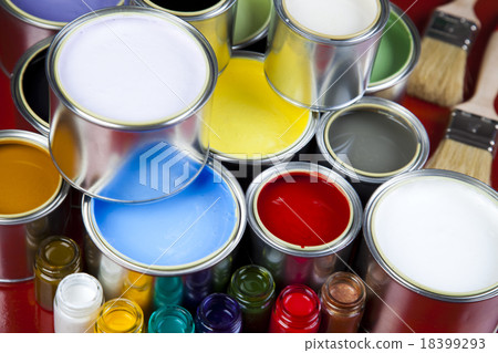 Paint and cans, bright colorful tone concept Paint and cans, bright colorful tone concept 18399293