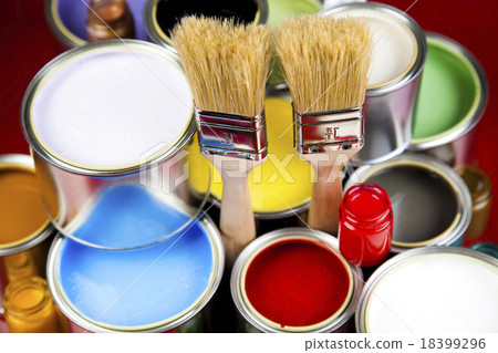 Paint and cans, bright colorful tone concept Paint and cans, bright colorful tone concept 18399296