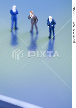 Crazy businessman, modern network symbols concept 18399616