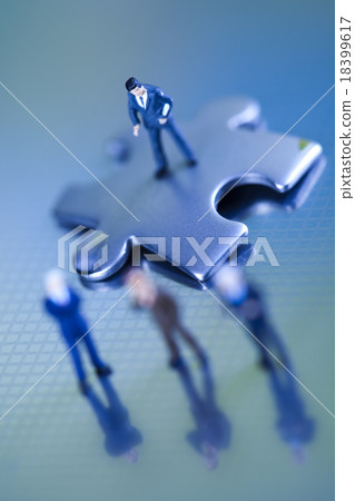 Crazy businessman, modern network symbols concept 18399617