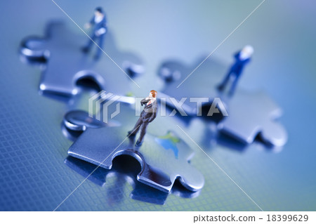 Crazy businessman, modern network symbols concept 18399629