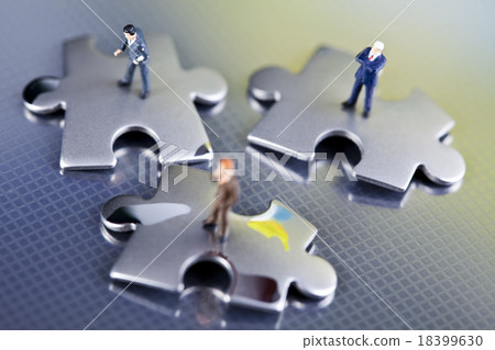 Crazy businessman, modern network symbols concept 18399630