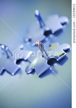 Crazy businessman, modern network symbols concept 18399631