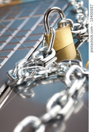 Computer and Lock, modern network symbols concept 18400887