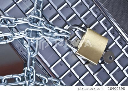 Computer and Lock, modern network symbols concept 18400898