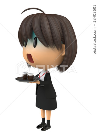 Female staff who coffee while pale 18402603