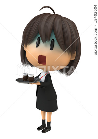 Female staff who coffee while pale 18402604