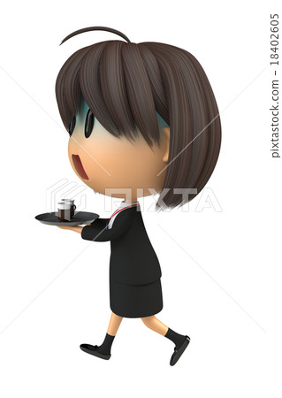 Female staff who coffee while pale 18402605