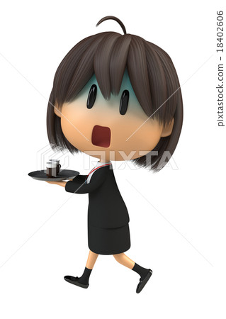 Female staff who coffee while pale 18402606