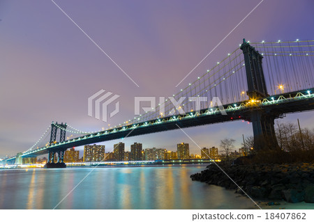 Manhattan bridge at dusk, New York City. Manhattan bridge at dusk, New York City. 18407862