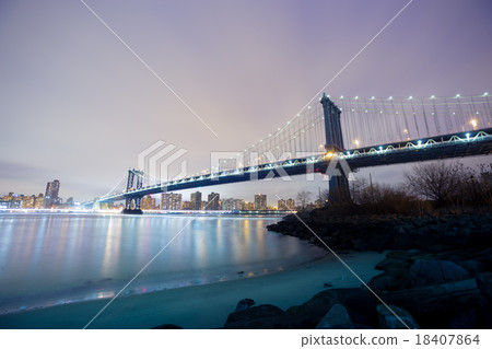 Manhattan bridge at dusk, New York City. Manhattan bridge at dusk, New York City. 18407864