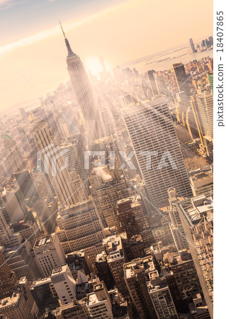 New York City Manhattan skyline in sunset. New York City Manhattan skyline in sunset. 18407865