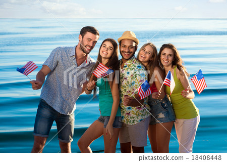 Young people smiling. Love to motherland.  18408448