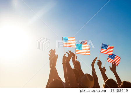 American flags. Patriots of America.  18408449