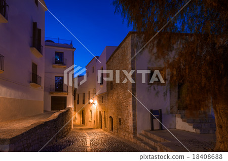 Ibiza old town street at night 18408688
